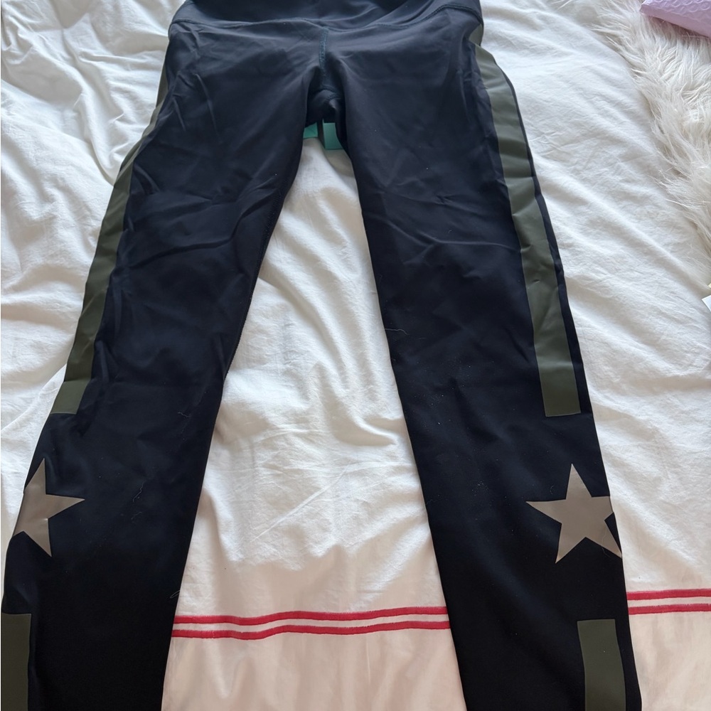 Noli Black Leggings with Olive Stars
